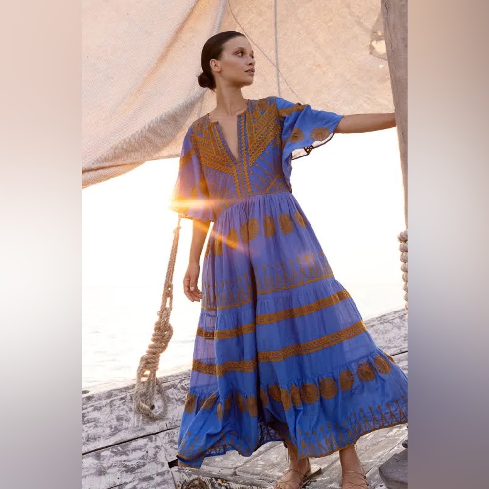OLIPHANT | Flirty V-Neck Maxi-Soleil Blue M